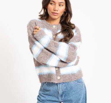TILTIL Striped Rosalia Cardigan Lichtblauw