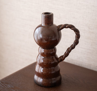Brown Candlestick With Handle