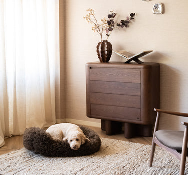 Tibetan Lamb Dog Bed Brown