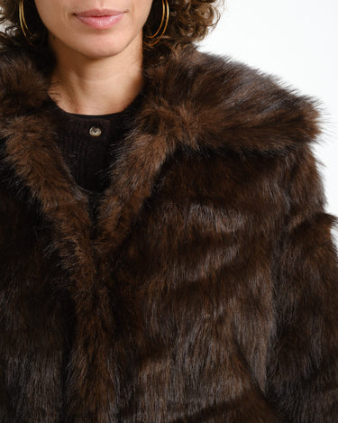 Aria Fur Jacket Chocolate Bruin - Things I Like Things I Love