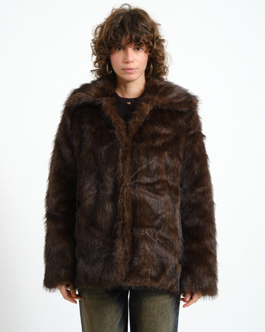 Aria Fur Jacket Chocolate Bruin - Things I Like Things I Love
