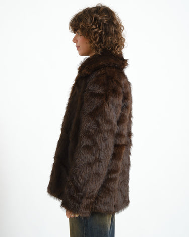 Aria Fur Jacket Chocolate Bruin - Things I Like Things I Love
