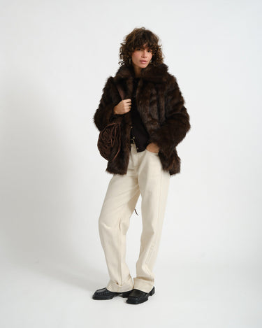 Aria Fur Jacket Chocolate Bruin - Things I Like Things I Love