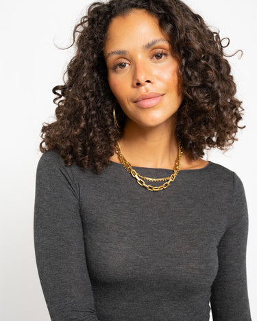 Aware Glesha Boatneck Top Dark Grey Melange - Things I Like Things I Love