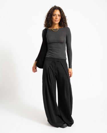 Aware Glesha Boatneck Top Dark Grey Melange - Things I Like Things I Love