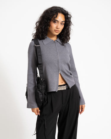 Aware Hanna Knit Cardigan Dark Grey Melange - Things I Like Things I Love