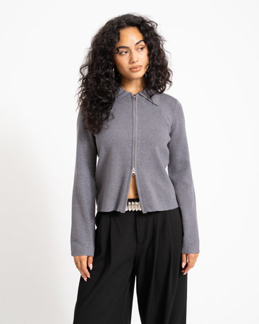 Aware Hanna Knit Cardigan Dark Grey Melange - Things I Like Things I Love