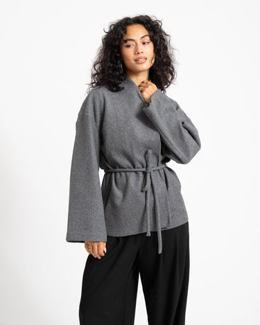 Aware Sijina V-Neck Short Jacket Dark Grey Melange - Things I Like Things I Love