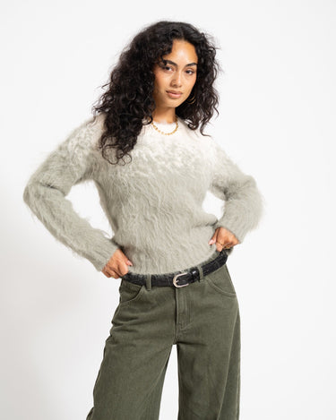 Aware Stroget O-Neck Knit Fog Groen/Birch - Things I Like Things I Love
