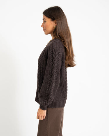 Aware Toa O-Neck Knit Pullover Chocolate Torte - Things I Like Things I Love