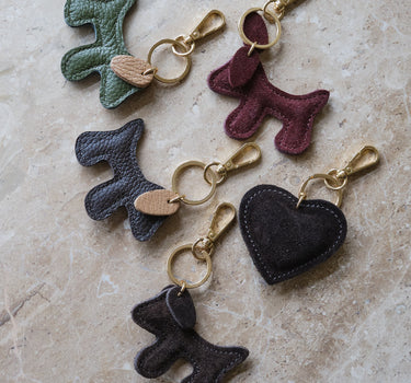 Bumpy Dog Bag Charm Real Leather Dark Green - Things I Like Things I Love