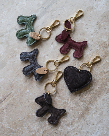 Bumpy Dog Bag Charm Real Suede Bordeaux - Things I Like Things I Love