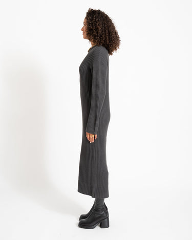 Charlie Midi Slit Knit Dress Obsidian - Things I Like Things I Love