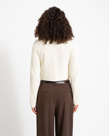 Dara Zip Knit Cardigan Eggnog - Things I Like Things I Love