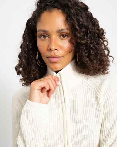 Dara Zip Knit Cardigan Eggnog - Things I Like Things I Love