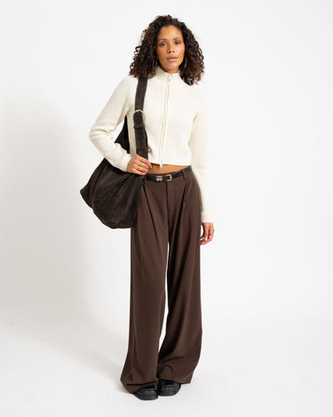 Dara Zip Knit Cardigan Eggnog - Things I Like Things I Love