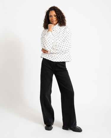Essa Dot Jacket Bright White/Black - Things I Like Things I Love