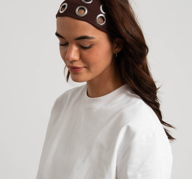 Eyelet Headband Brown - Things I Like Things I Love