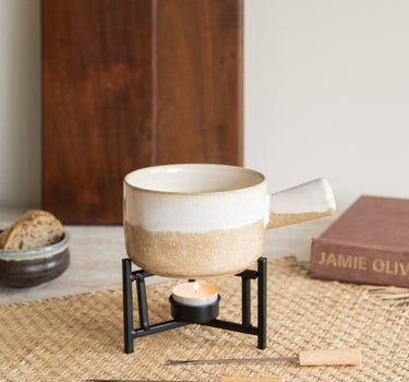 Fondue Set Ceramic Beige - Things I Like Things I Love