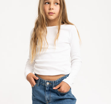 Freya Rib Tee GIRLS Bright White - Things I Like Things I Love