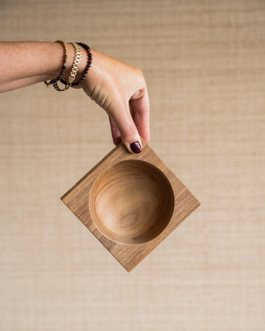 HKLIVING Deco Schaal Cube Pop Beige / Hout - Things I Like Things I Love