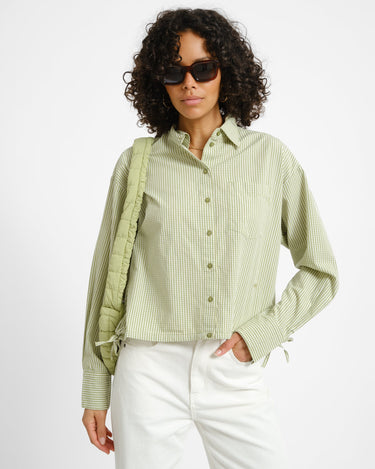 Jamie Poplin String Shirt Fern/White - Things I Like Things I Love