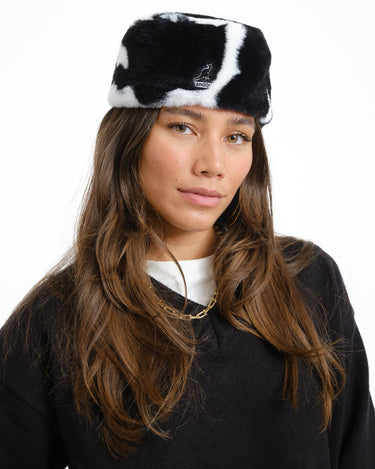 Kangol Faux Fur Topper Spotted Cow Print - Things I Like Things I Love