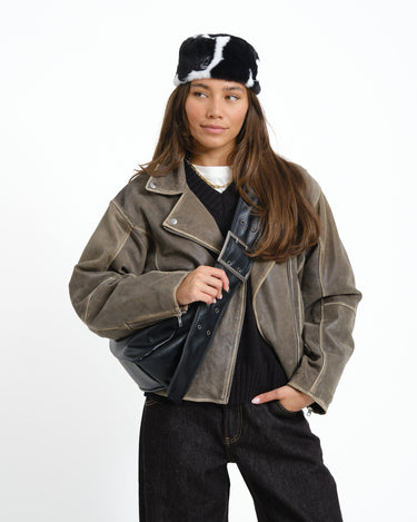 Kangol Faux Fur Topper Spotted Cow Print - Things I Like Things I Love