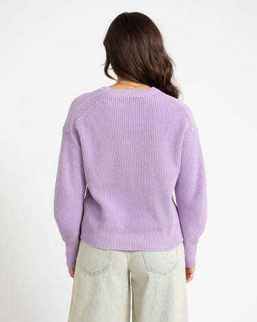 Mila Twist Crew Neck Knit Purple Rose - Things I Like Things I Love