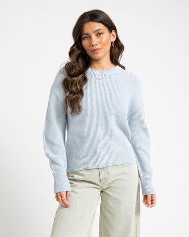 Mila Twist Crew Neck Knit Skyway - Things I Like Things I Love