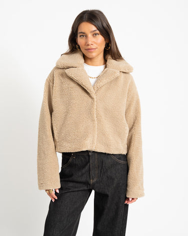 Nati Crop Teddy Jacket Birch - Things I Like Things I Love