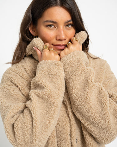 Nati Crop Teddy Jacket Birch - Things I Like Things I Love