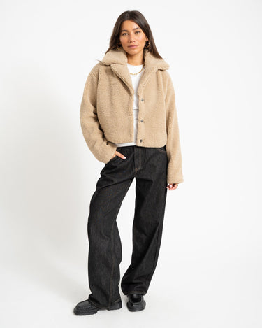Nati Crop Teddy Jacket Birch - Things I Like Things I Love
