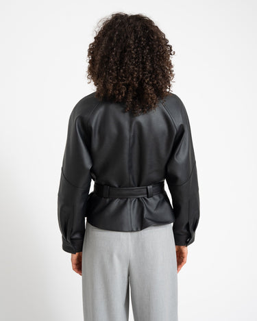 PAULA WAISTED PU JACKET Black - Things I Like Things I Love