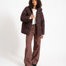 Rosy Waisted Puffer Jacket Chocolate Plum - Things I Like Things I Love