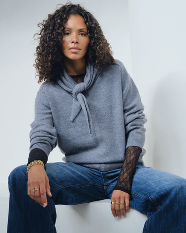 Rouge Kate V-Neck Knit Dark Grey Melange - Things I Like Things I Love