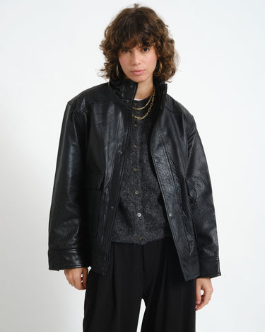 Rouge Mia Oversized Leather Jacket Meteorite - Things I Like Things I Love