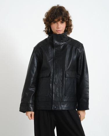 Rouge Mia Oversized Leather Jacket Meteorite - Things I Like Things I Love