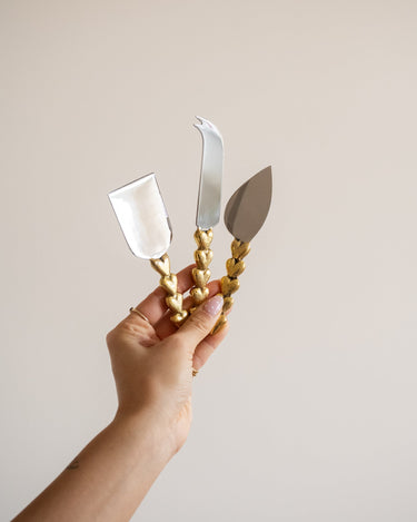SET OF 3 - Handmade GIFT SET Cheese Knives Holly Heart - Things I Like Things I Love