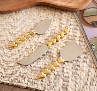 SET OF 3 - Handmade GIFT SET Cheese Knives Holly Heart - Things I Like Things I Love