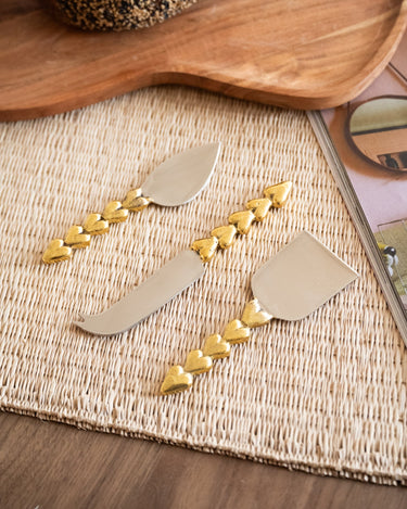 SET OF 3 - Handmade GIFT SET Cheese Knives Holly Heart - Things I Like Things I Love