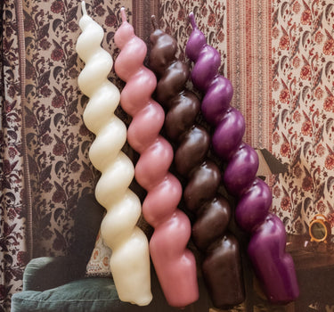 SET OF 4 - Dinner Candle Swirl Earth & Bloomy - Things I Like Things I Love