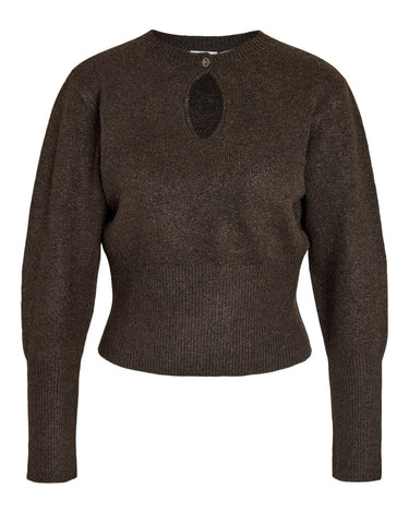 Sloan O-Neck Keyhole Knit Chocolate Bruin - Things I Like Things I Love