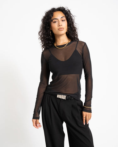 TILTIL Asya Basic Mesh Top Zwart - Things I Like Things I Love