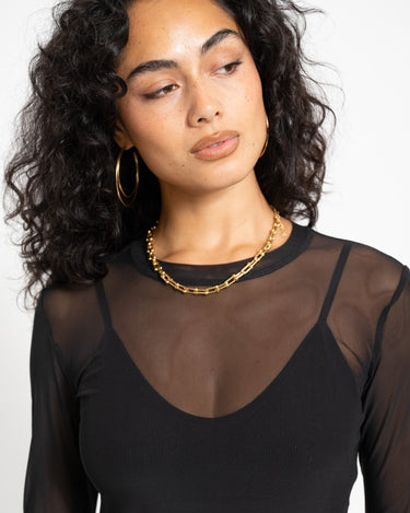 TILTIL Asya Basic Mesh Top Zwart - Things I Like Things I Love