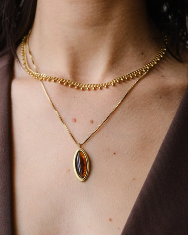 TILTIL Cindy Oval Gemstone Necklace Gold - Things I Like Things I Love