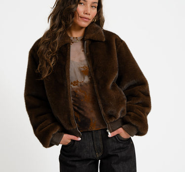 TILTIL Elena Furry Bomber Bruin - Things I Like Things I Love