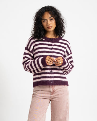 TILTIL Emily Striped Cardigan Bordeaux - Things I Like Things I Love