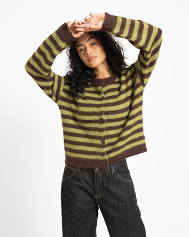 TILTIL Emily Striped Cardigan Bruin - Things I Like Things I Love