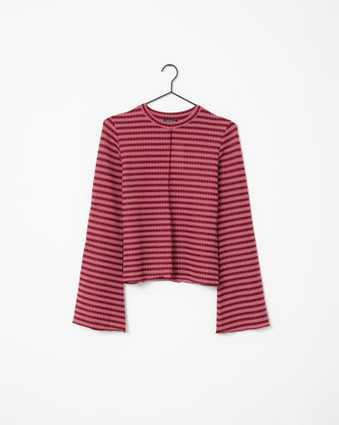TILTIL Farah Flared Longsleeve Striped Dark Pink - Things I Like Things I Love